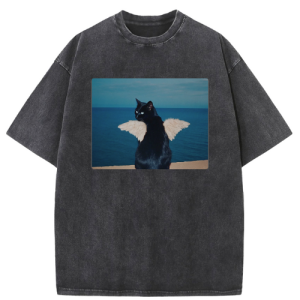 Sea Cat with Wings Washed T-shirt