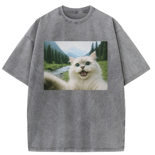 Scenic Cat Washed T-shirt - Image 2
