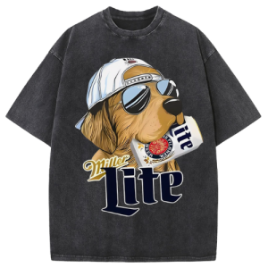 Miller Lite Dog T-Shirt Washed T-shirt