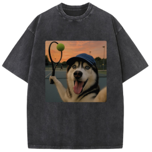 Playing Tennis Husky Washed T-shirt
